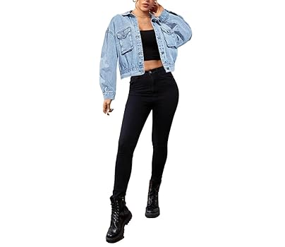 ジャケット・アウター HOLIDAY SHOULDER DENIM JACKET HOLIDAY EFJONE Womens Clothes Fall Fashion 2023 Button Front Drop
